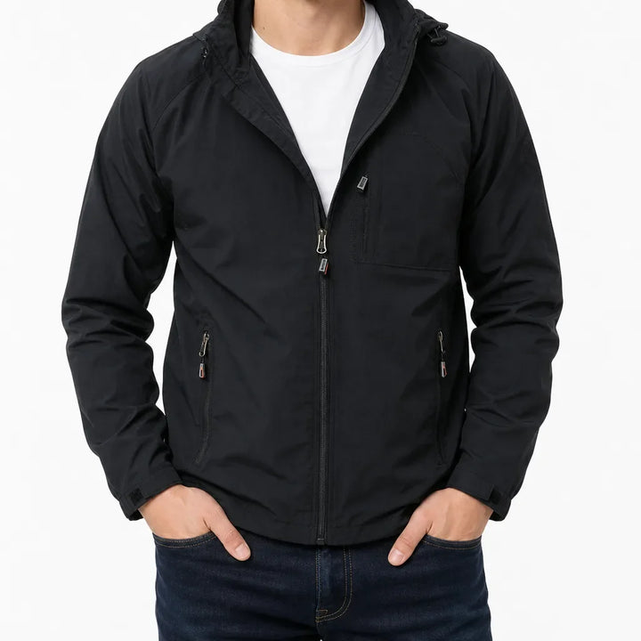 Men's Zip-Up Utility Jacket with Stand Collar