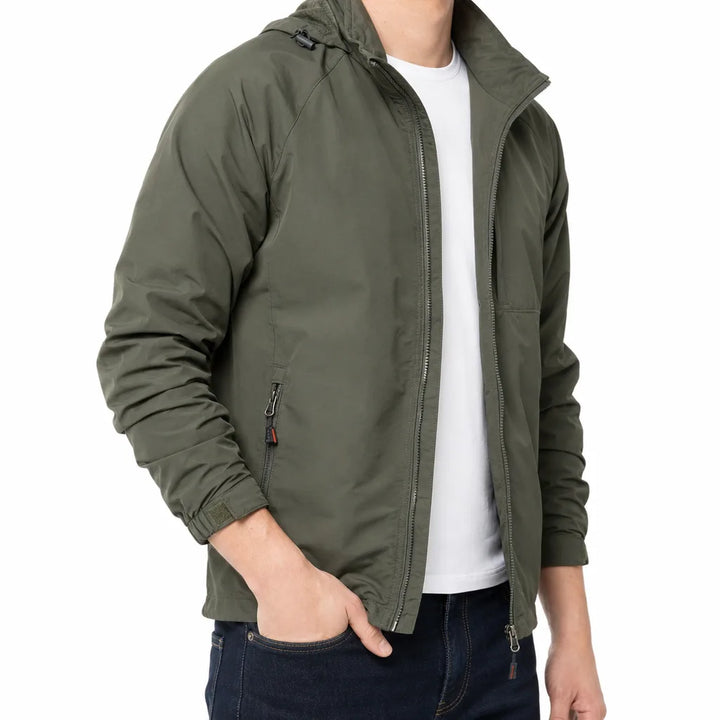Men's Zip-Up Utility Jacket with Stand Collar