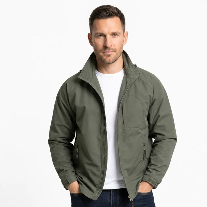 Men's Zip-Up Utility Jacket with Stand Collar