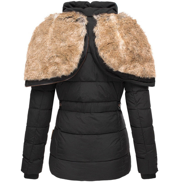 Women's Quilted Puffer Jacket with Faux Fur Hood
