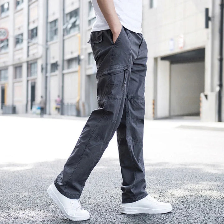 Men's Cotton Cargo Pants with Zip Pockets