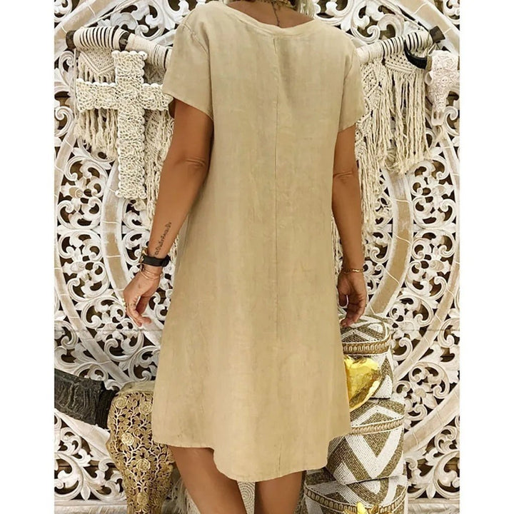 Women's Short Sleeve Linen Mini Dress