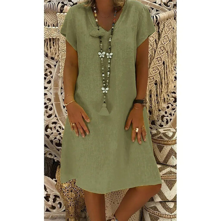 Women's Short Sleeve Linen Mini Dress