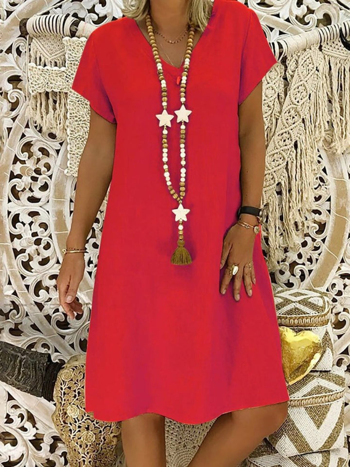 Women's Short Sleeve Linen Mini Dress