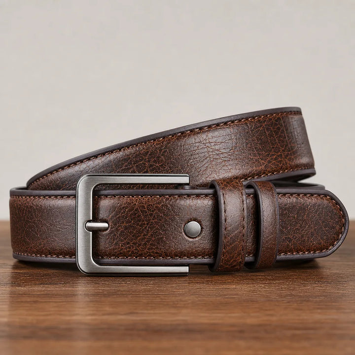 Men's Stitched Belt with Double Loop Buckle