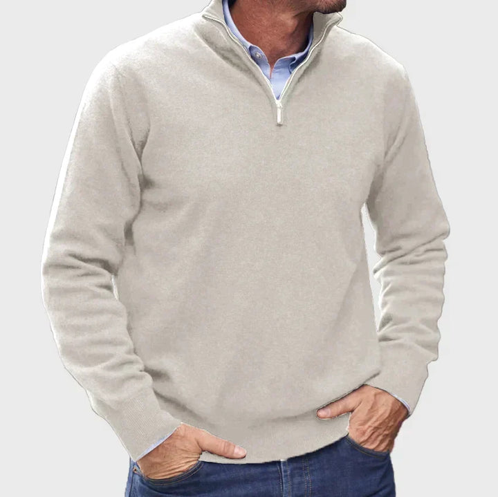 Men's Quarter Zip Mock Neck Sweater