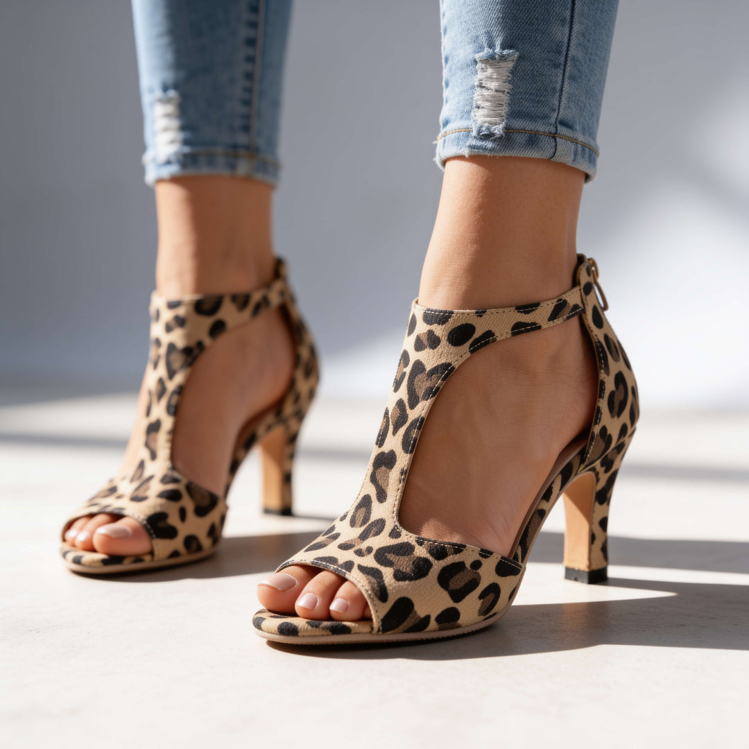 Women's Peep-Toe Heeled Sandals with Ankle Strap