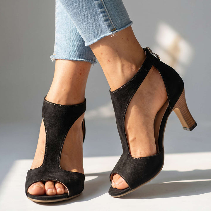 Women's Peep-Toe Heeled Sandals with Ankle Strap