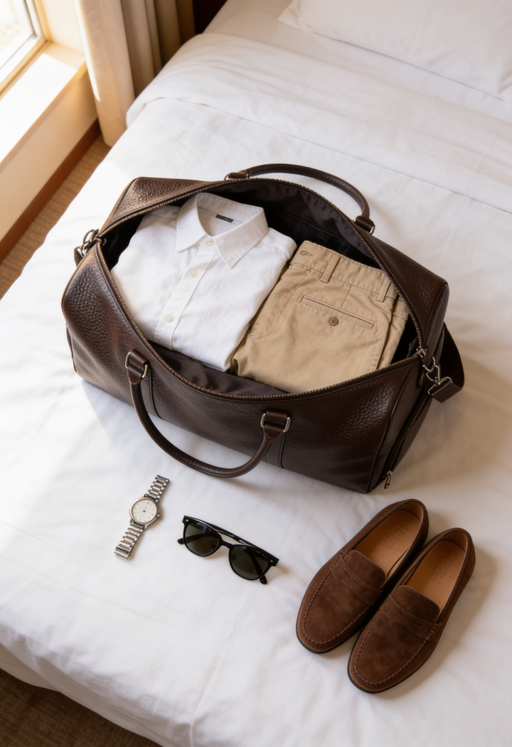 Men's Water-Resistant Travel Duffel Bag with Shoulder Strap