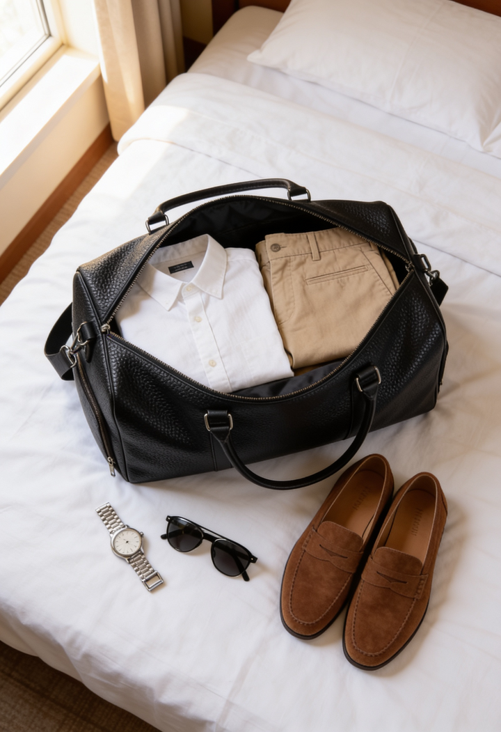 Men's Water-Resistant Travel Duffel Bag with Shoulder Strap