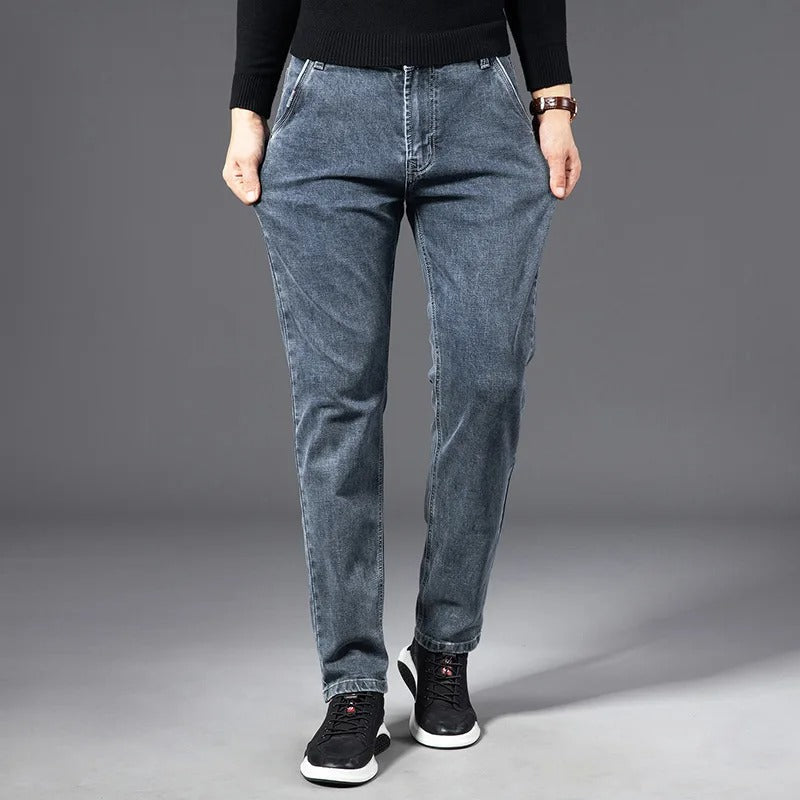 Men's Stretch Denim Tapered Jeans in Gray