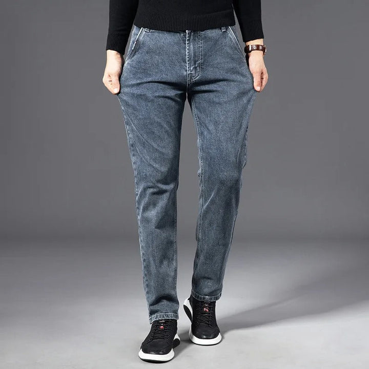 Men's Stretch Denim Tapered Jeans in Gray
