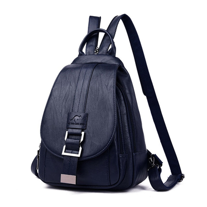 Women's Leather Backpack with Buckle Flap Closure