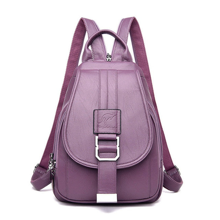 Women's Leather Backpack with Buckle Flap Closure