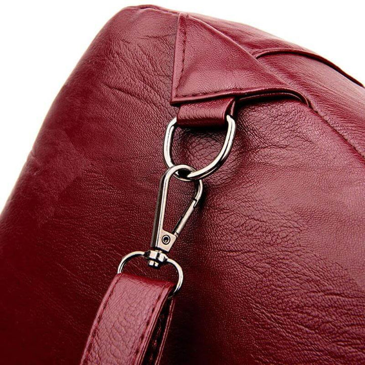 Women's Leather Backpack with Buckle Flap Closure