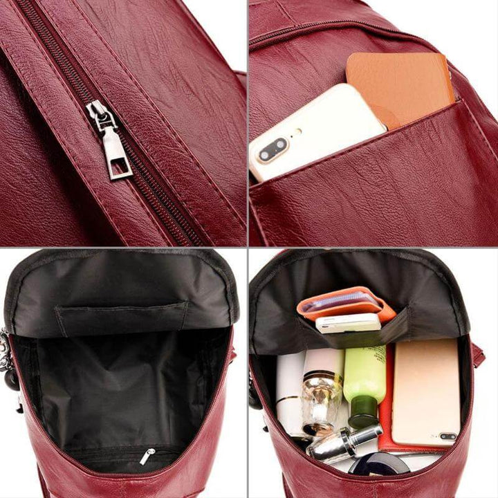 Women's Leather Backpack with Buckle Flap Closure