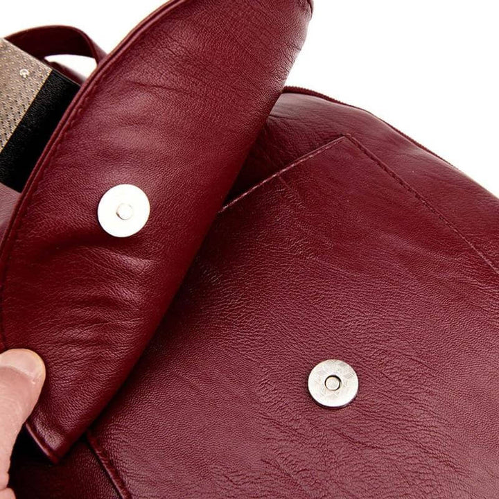 Women's Leather Backpack with Buckle Flap Closure