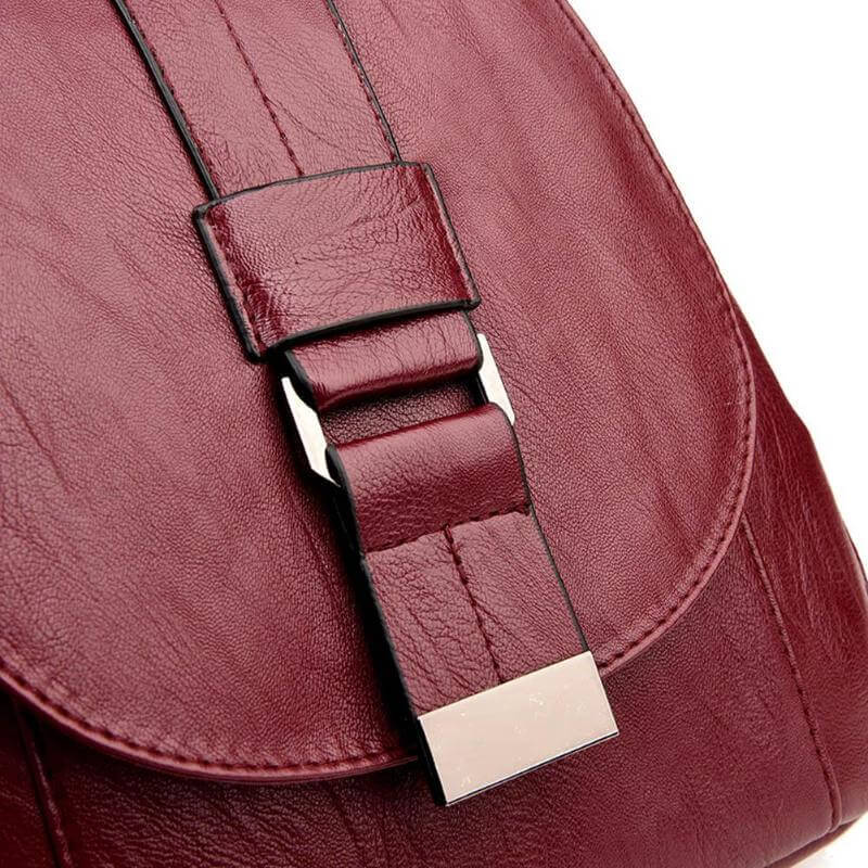 Women's Leather Backpack with Buckle Flap Closure