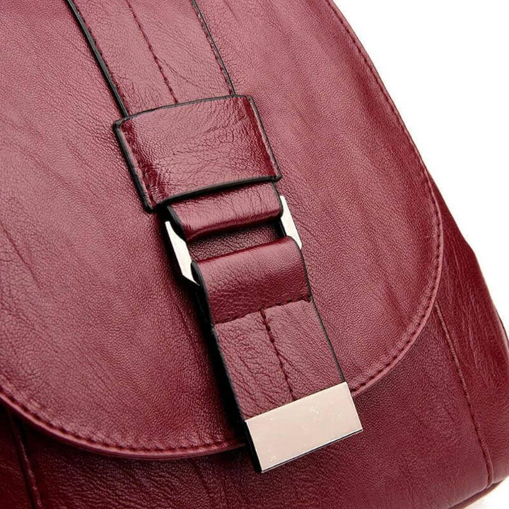 Women's Leather Backpack with Buckle Flap Closure