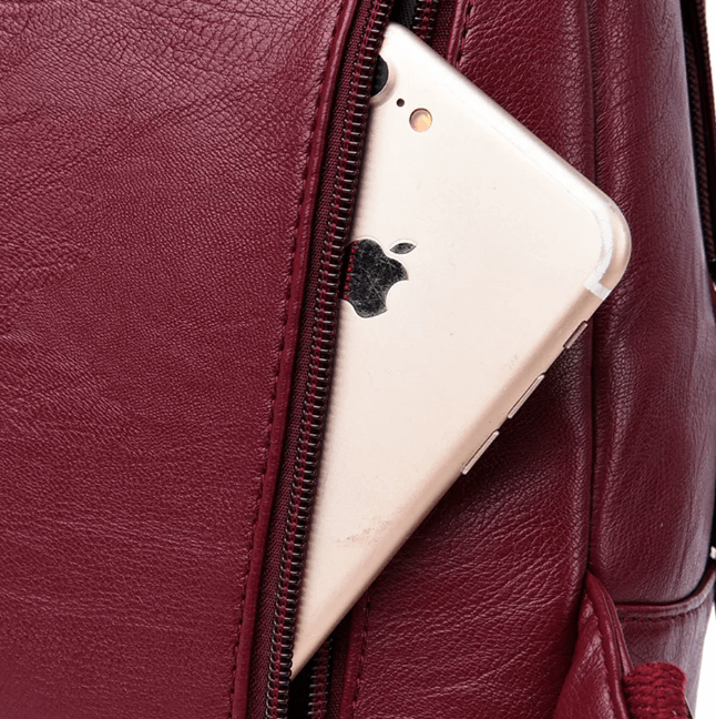 Women's Leather Backpack with Buckle Flap Closure