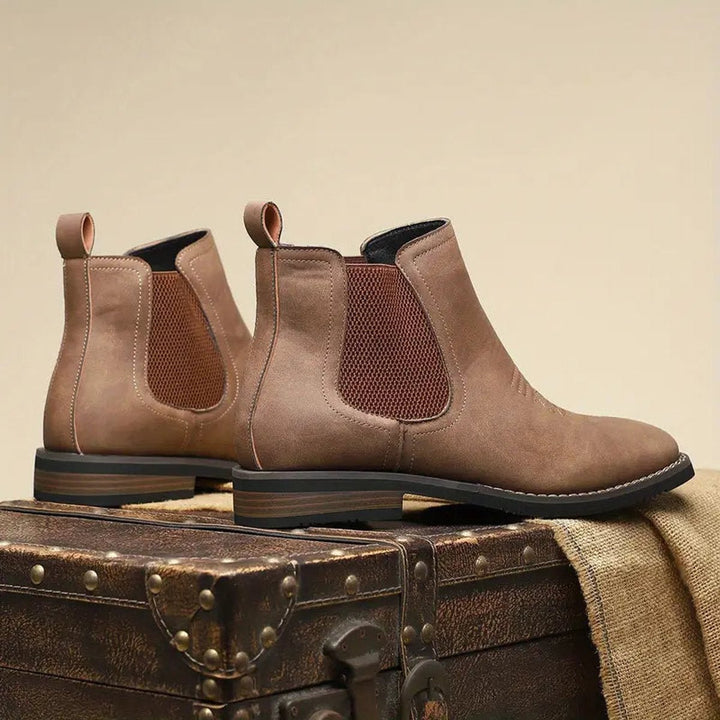 Men's Leather Chelsea Boots with Western Stitching