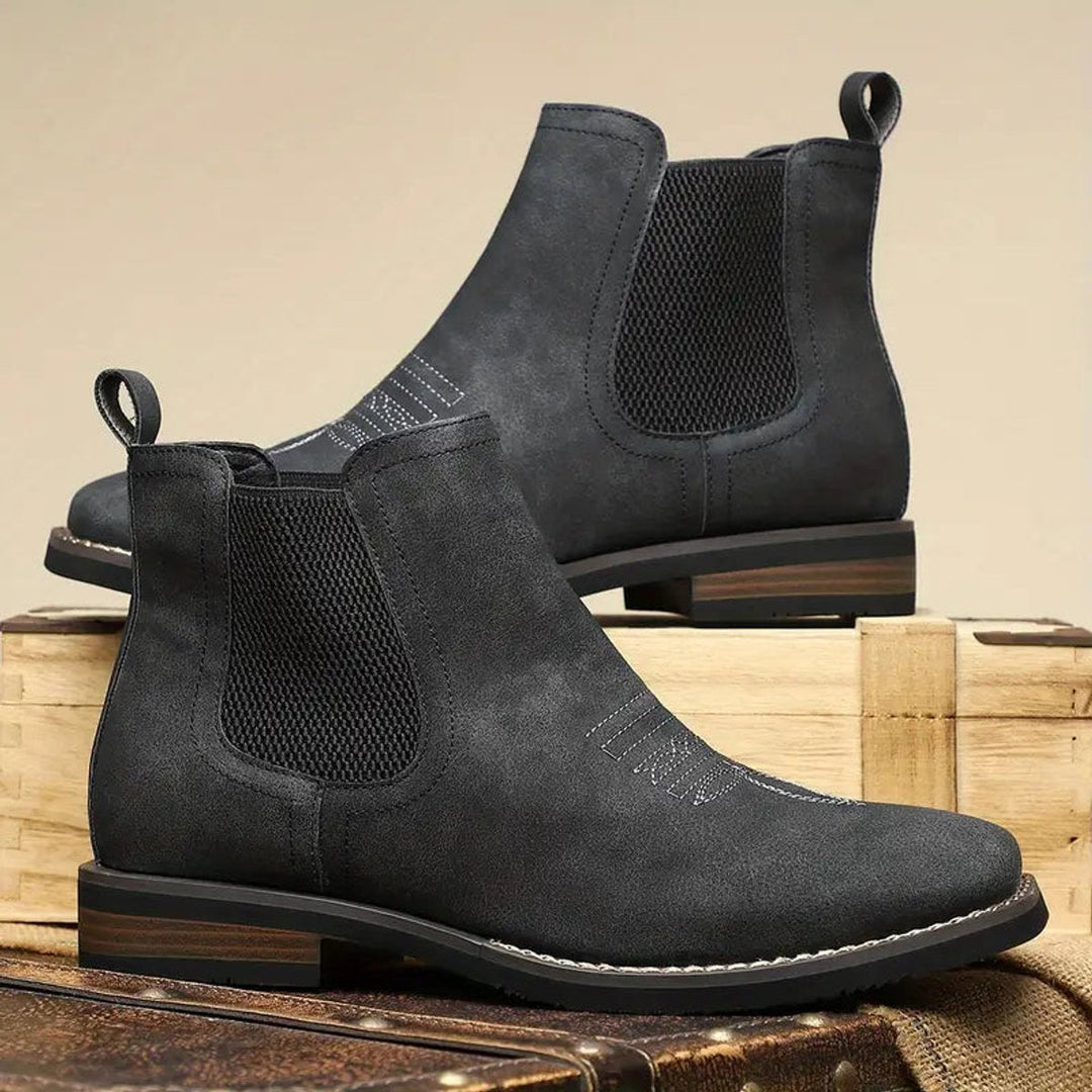 Men's Leather Chelsea Boots with Western Stitching