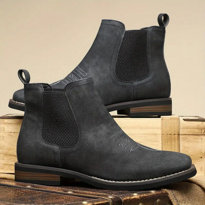 Men's Leather Chelsea Boots with Western Stitching
