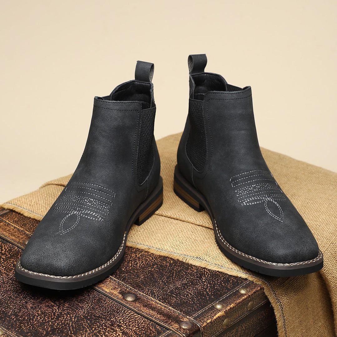 Men's Leather Chelsea Boots with Western Stitching