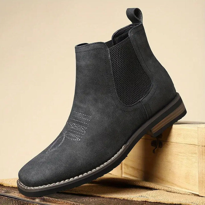 Men's Leather Chelsea Boots with Western Stitching