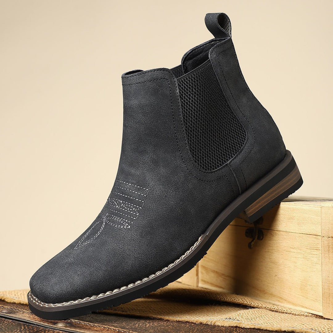 Men's Leather Chelsea Boots with Western Stitching