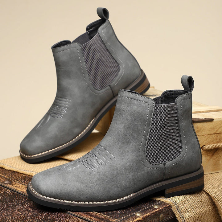 Men's Leather Chelsea Boots with Western Stitching