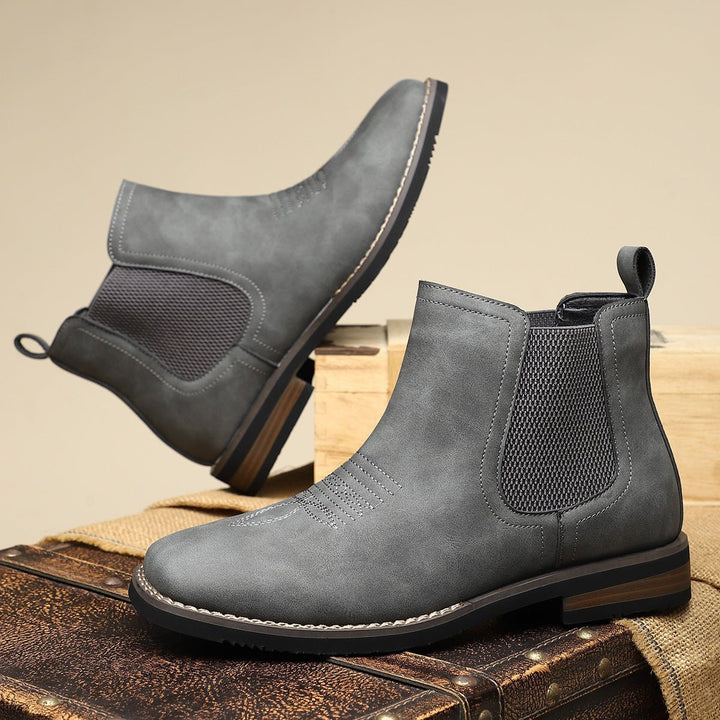 Men's Leather Chelsea Boots with Western Stitching