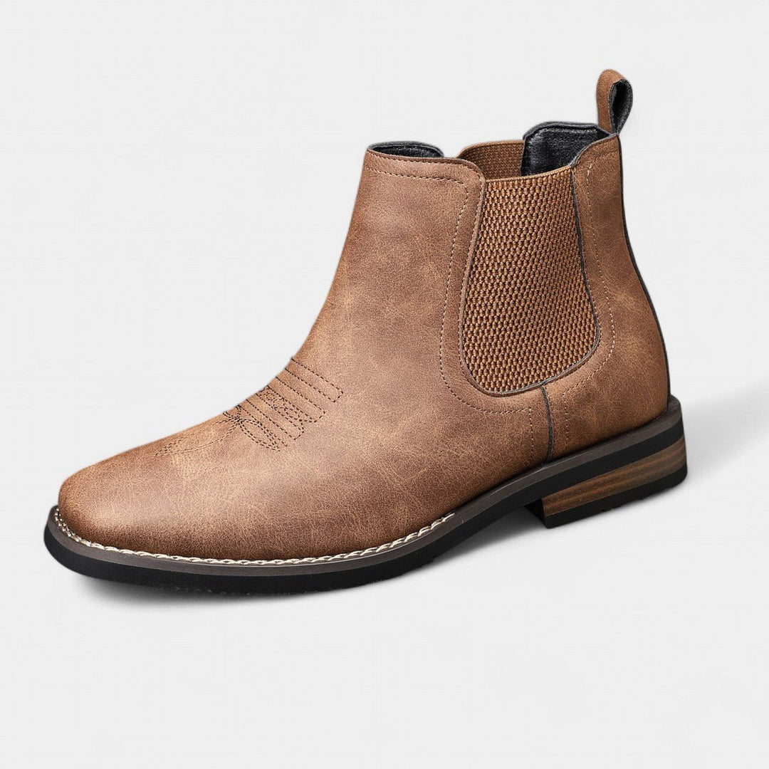 Men's Leather Chelsea Boots with Western Stitching