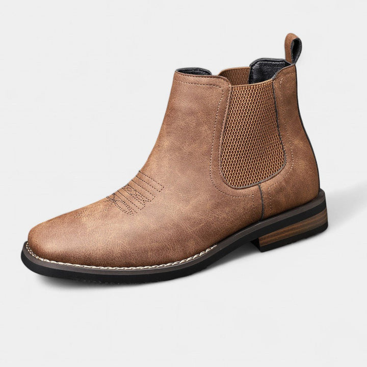 Men's Leather Chelsea Boots with Western Stitching