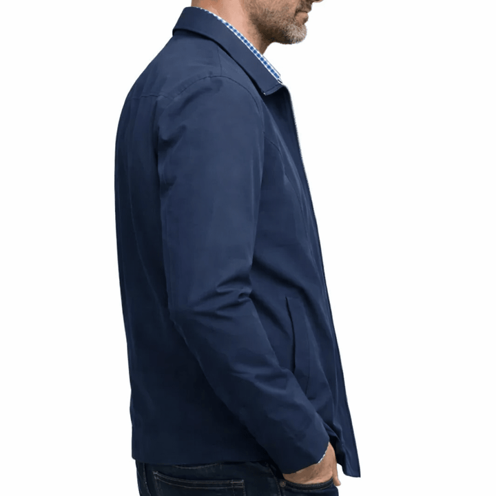 Men's Zip-Up Jacket with Gingham Lining