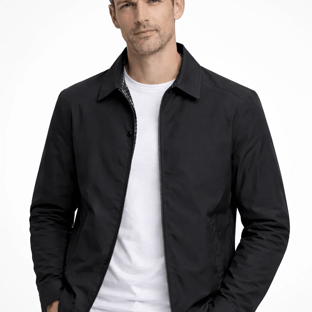 Men's Zip-Up Jacket with Gingham Lining
