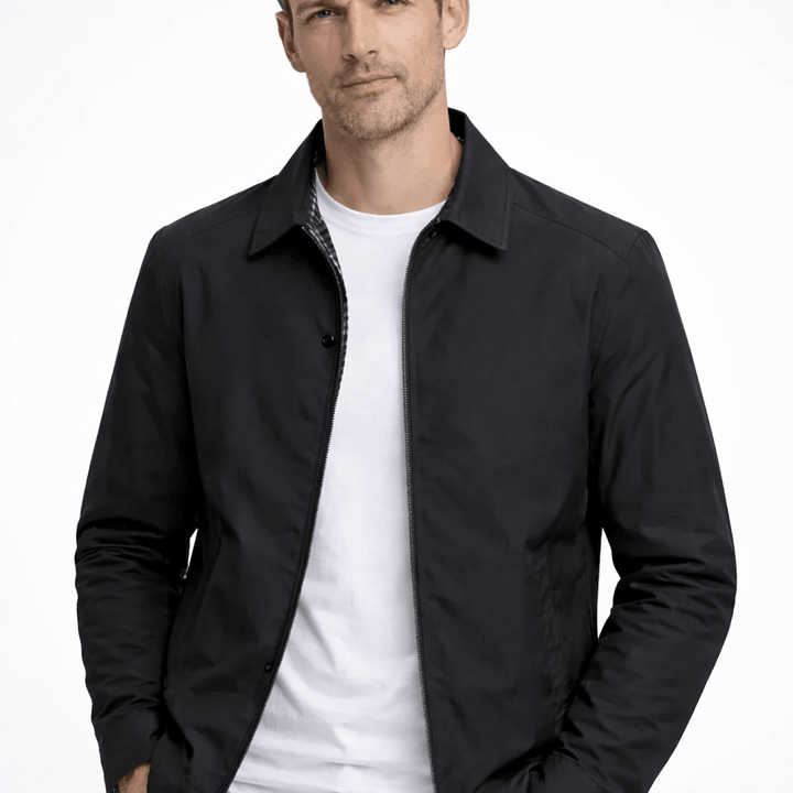 Men's Zip-Up Jacket with Gingham Lining