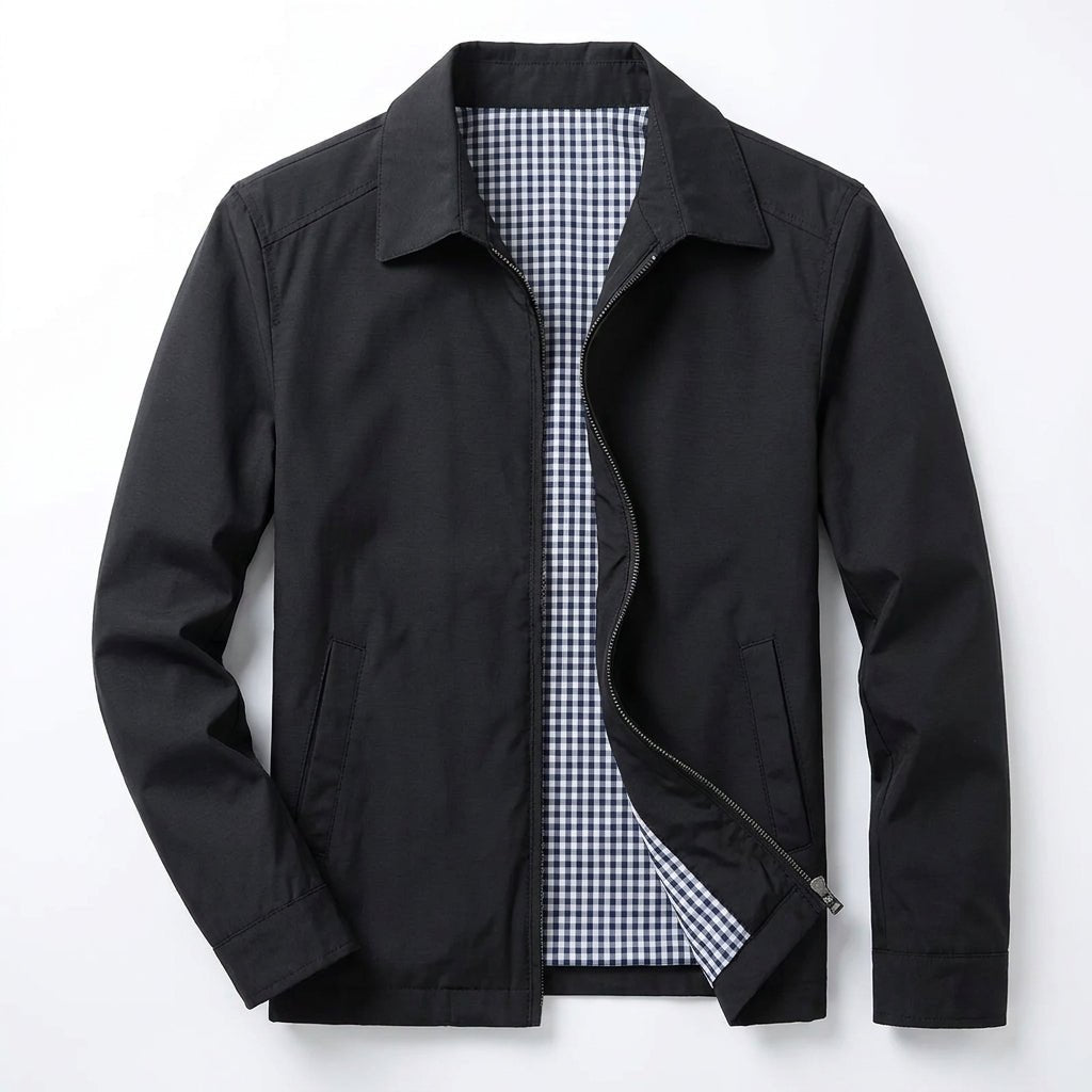 Men's Zip-Up Jacket with Gingham Lining