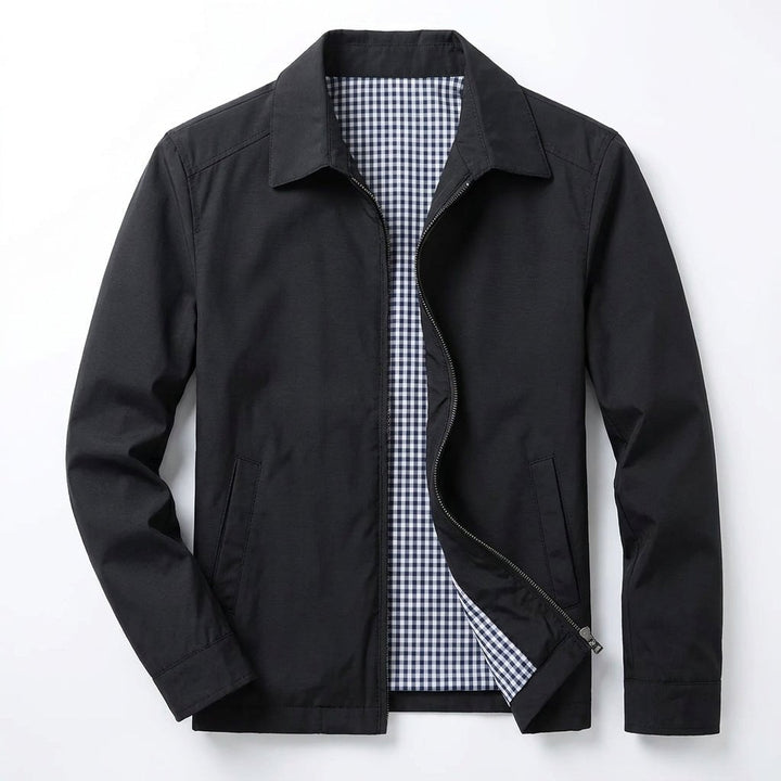 Men's Zip-Up Jacket with Gingham Lining