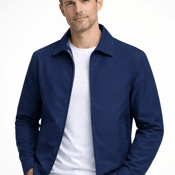 Men's Zip-Up Jacket with Gingham Lining