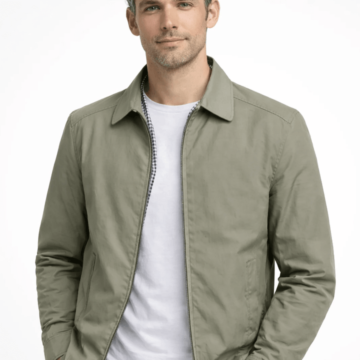 Men's Zip-Up Jacket with Gingham Lining