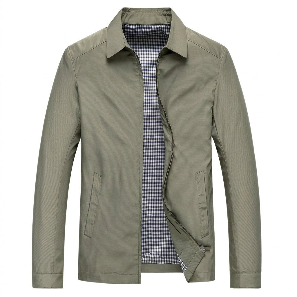 Men's Zip-Up Jacket with Gingham Lining