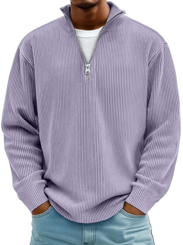 Men's Ribbed Quarter Zip Sweater