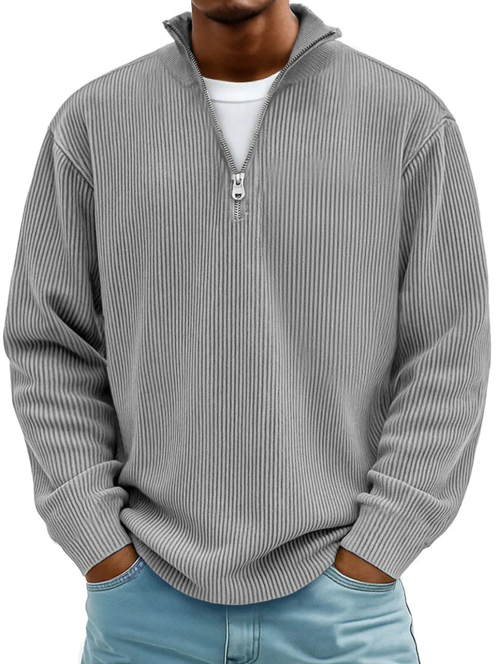 Men's Ribbed Quarter Zip Sweater