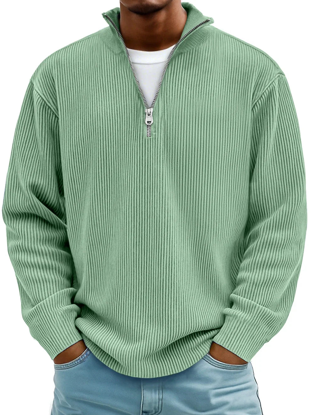 Men's Ribbed Quarter Zip Sweater