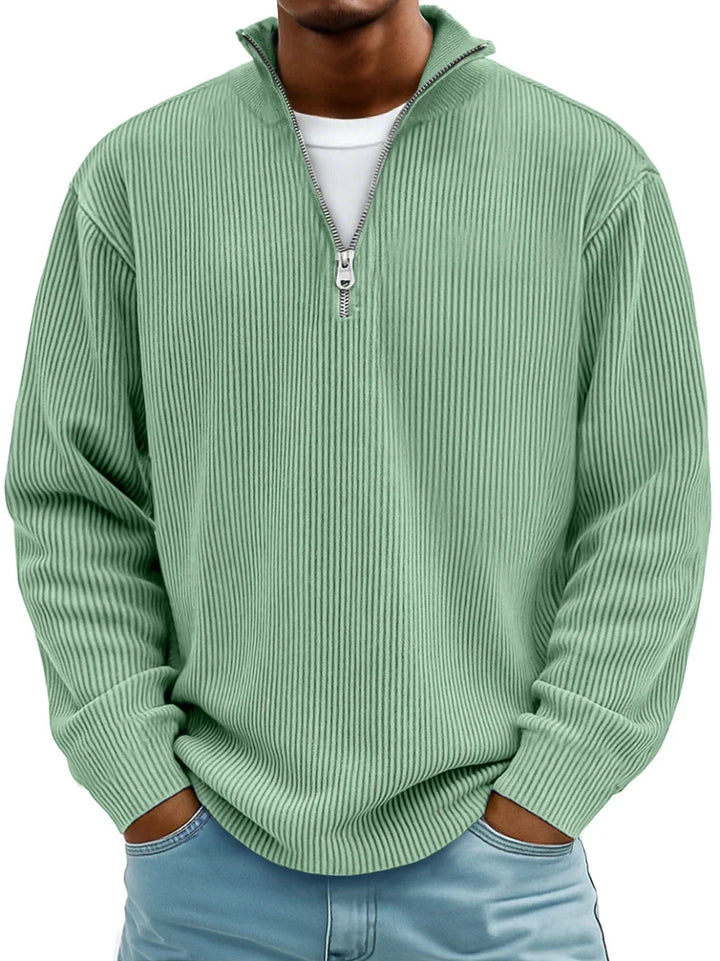 Men's Ribbed Quarter Zip Sweater