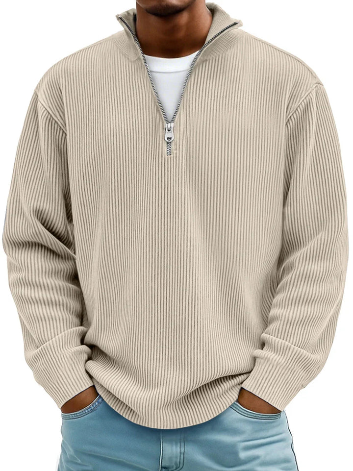 Men's Ribbed Quarter Zip Sweater