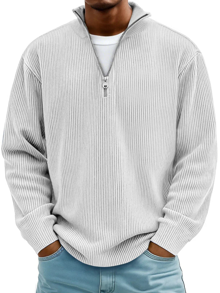 Men's Ribbed Quarter Zip Sweater
