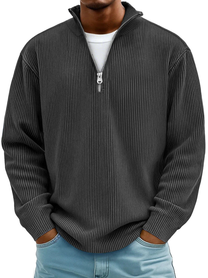 Men's Ribbed Quarter Zip Sweater