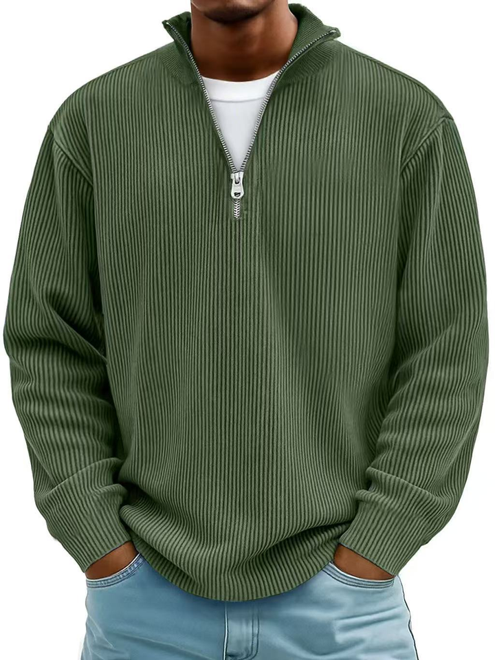 Men's Ribbed Quarter Zip Sweater